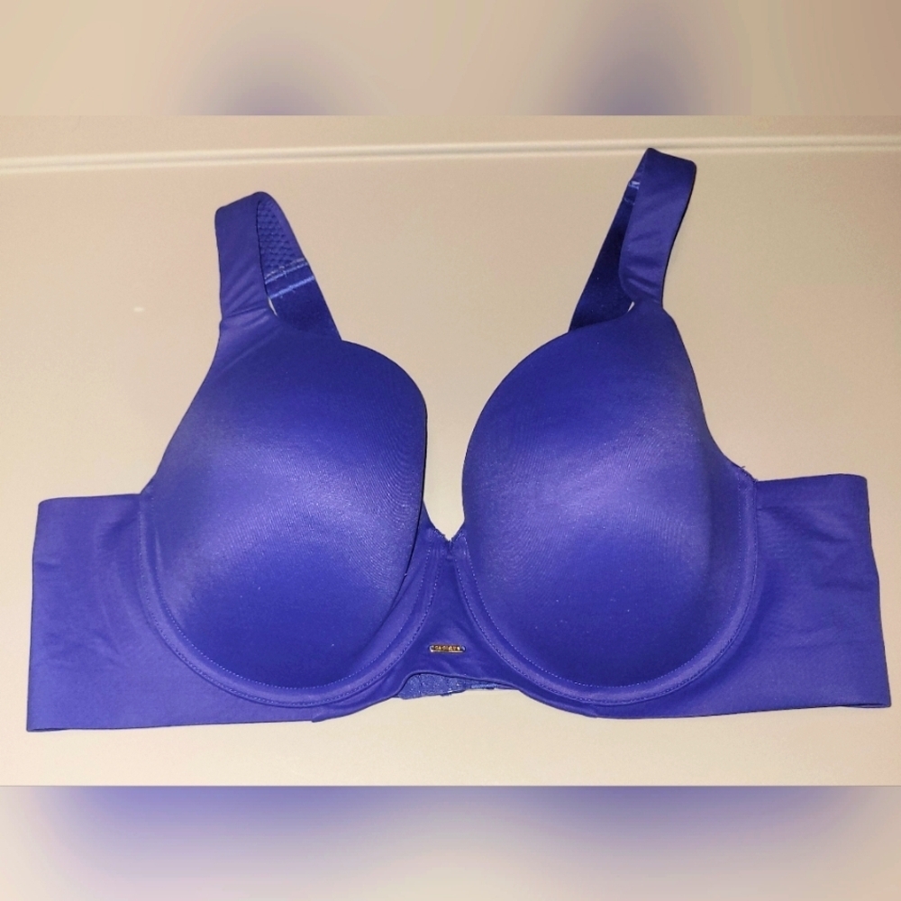 44C Cacique Satin Blue Totally Smooth Lightly Lined Balconette Bra - Picture 4 of 4